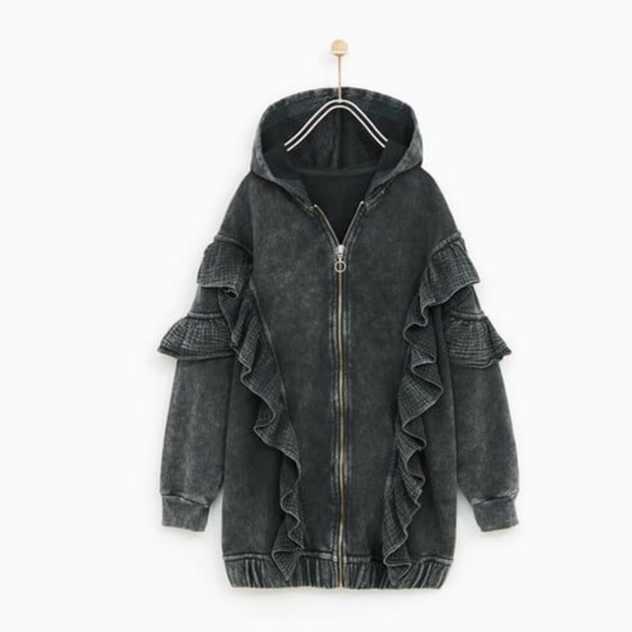 Zara Other - Zara girls gray hooded jacket with flounces